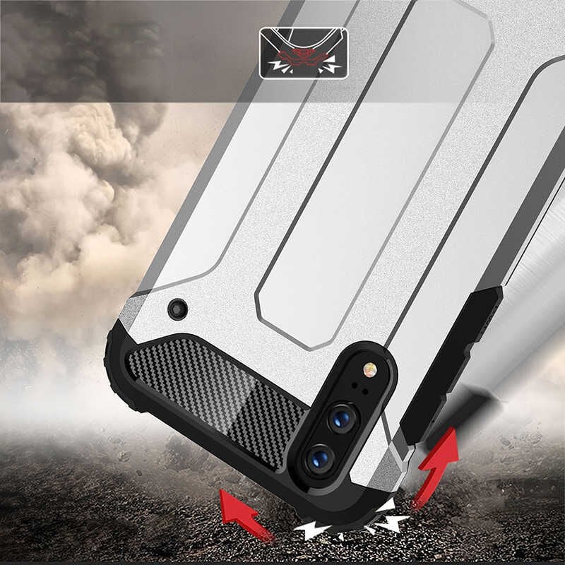 Huawei P20 Kılıf Armor Köşe Korumalı Çift Katman Tank Zırh Kapak (CRASH) Mavi