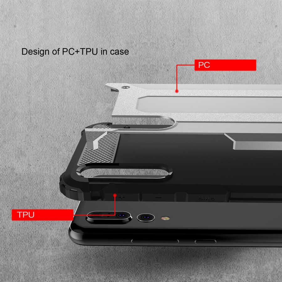 Huawei P20 Pro Kılıf Armor Köşe Korumalı Çift Katman Tank Zırh Kapak (CRASH) Kırmızı