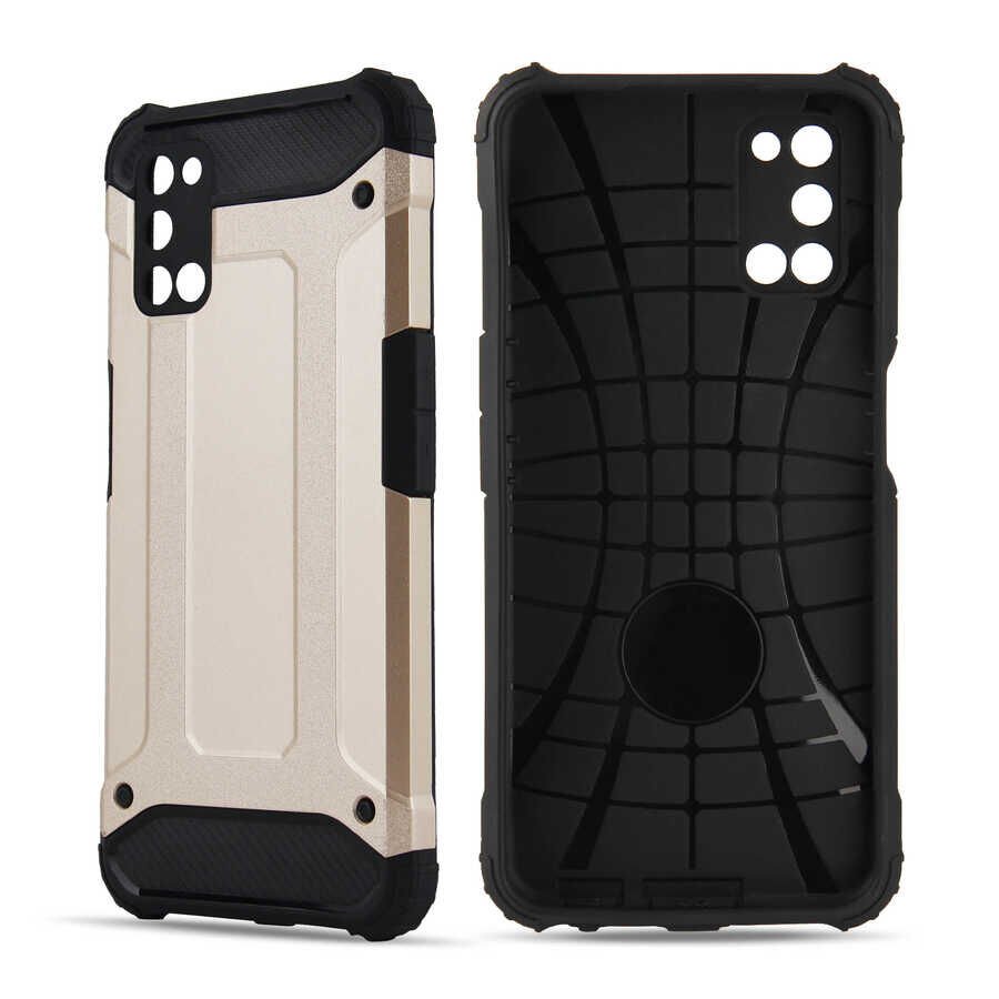 Oppo A92 Kılıf Armor Köşe Korumalı Çift Katman Tank Zırh Kapak (CRASH) Kırmızı