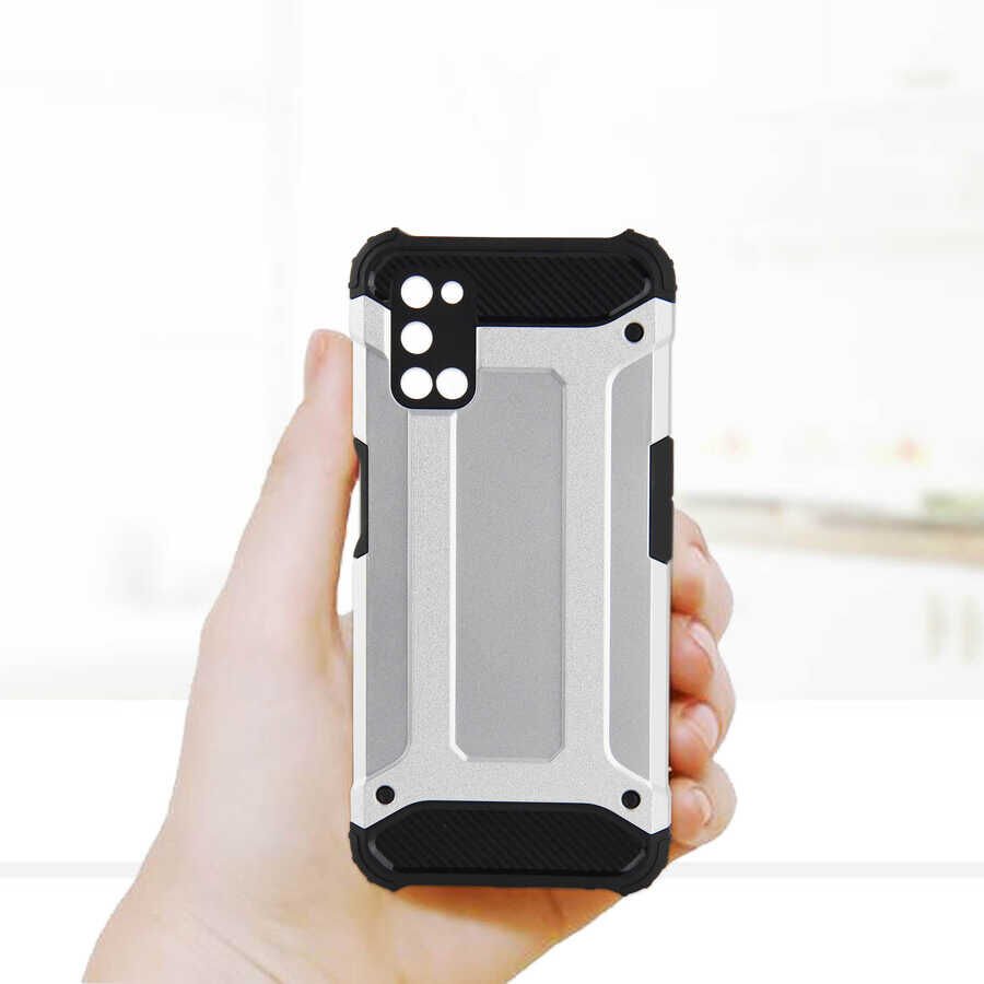 Oppo A92 Kılıf Armor Köşe Korumalı Çift Katman Tank Zırh Kapak (CRASH) Gri