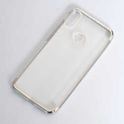 Huawei Honor 8A Kılıf Dört Köşe Renkli Lazer Şeffaf Silikon Kapak (GLİTTER) Gold