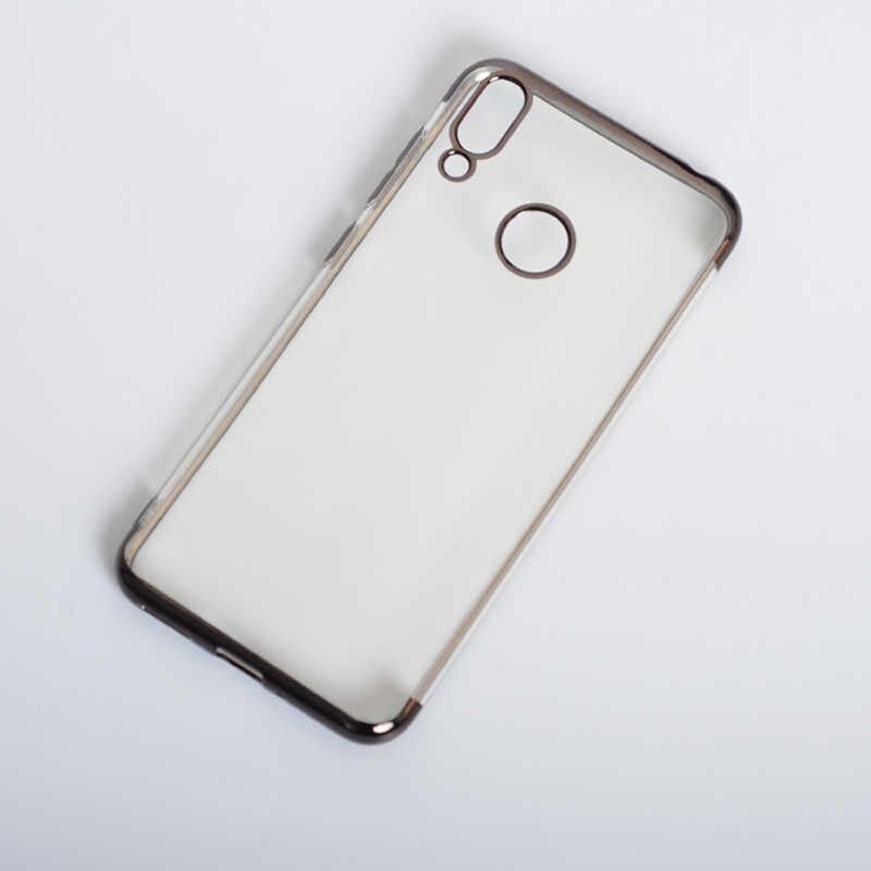 Huawei Honor 8C Kılıf Dört Köşe Renkli Lazer Şeffaf Silikon Kapak (GLİTTER) Siyah