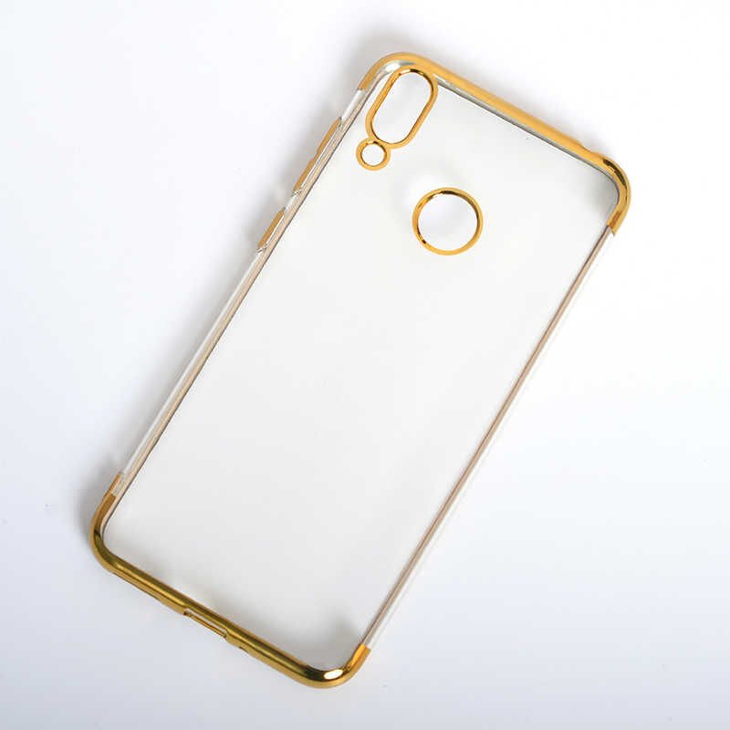 Huawei Honor 8C Kılıf Dört Köşe Renkli Lazer Şeffaf Silikon Kapak (GLİTTER) Kırmızı