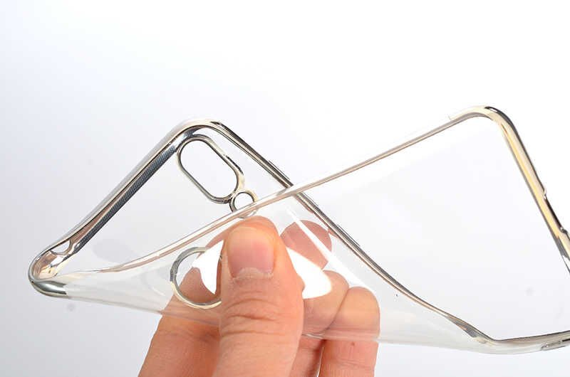 Huawei Honor 8C Kılıf Dört Köşe Renkli Lazer Şeffaf Silikon Kapak (GLİTTER) Kırmızı