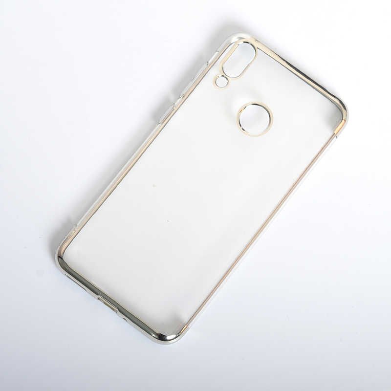 Huawei Honor 8C Kılıf Dört Köşe Renkli Lazer Şeffaf Silikon Kapak (GLİTTER) Gri