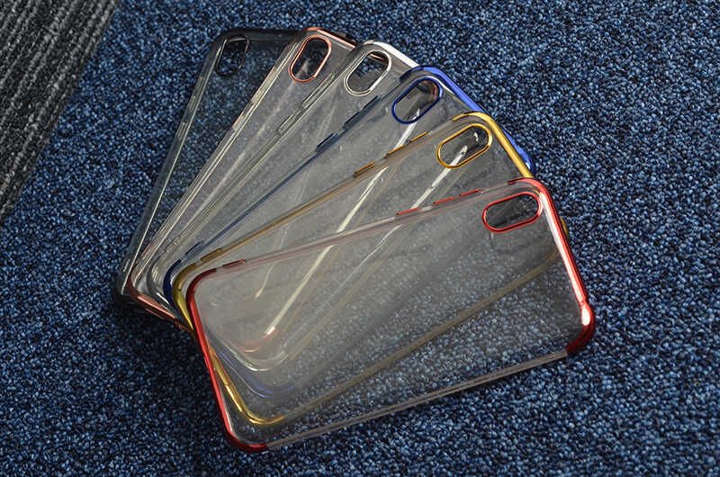 Huawei Y5 2019 Kılıf Dört Köşe Renkli Lazer Şeffaf Silikon Kapak (GLİTTER) Mavi