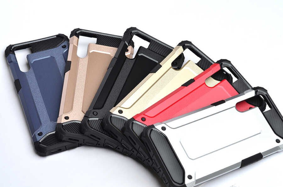 Oppo Reno 3 Kılıf Armor Köşe Korumalı Çift Katman Tank Zırh Kapak (CRASH) Gold