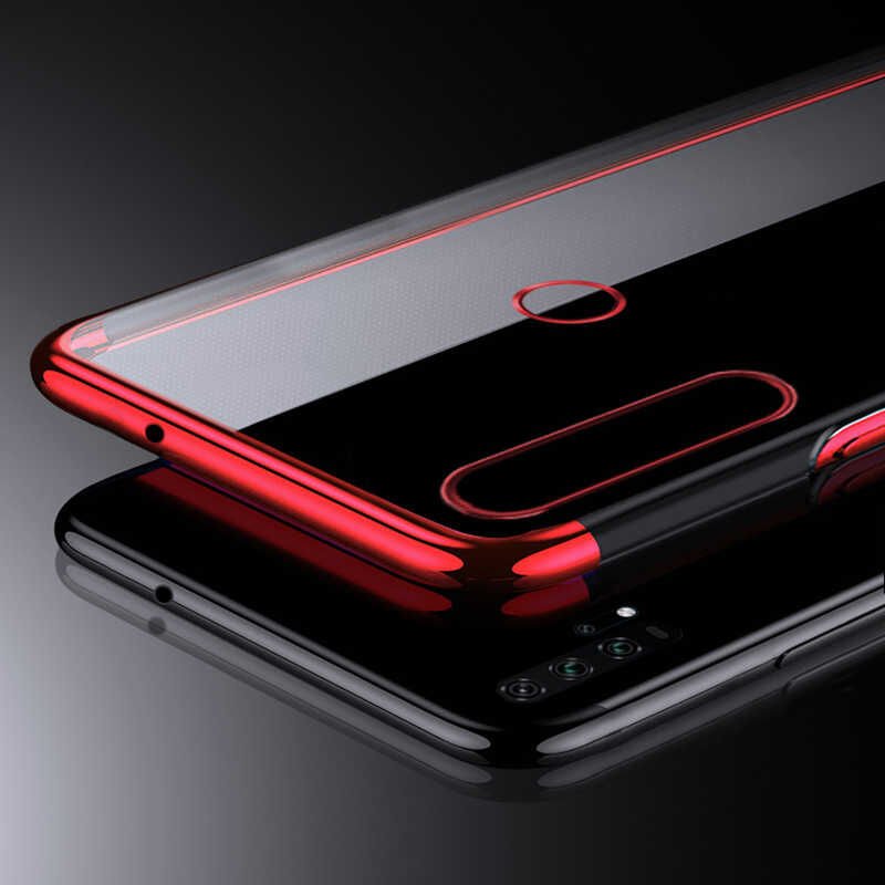 Huawei Y9 Prime 2019 Kılıf Dört Köşe Renkli Lazer Şeffaf Silikon Kapak (GLİTTER) Gri