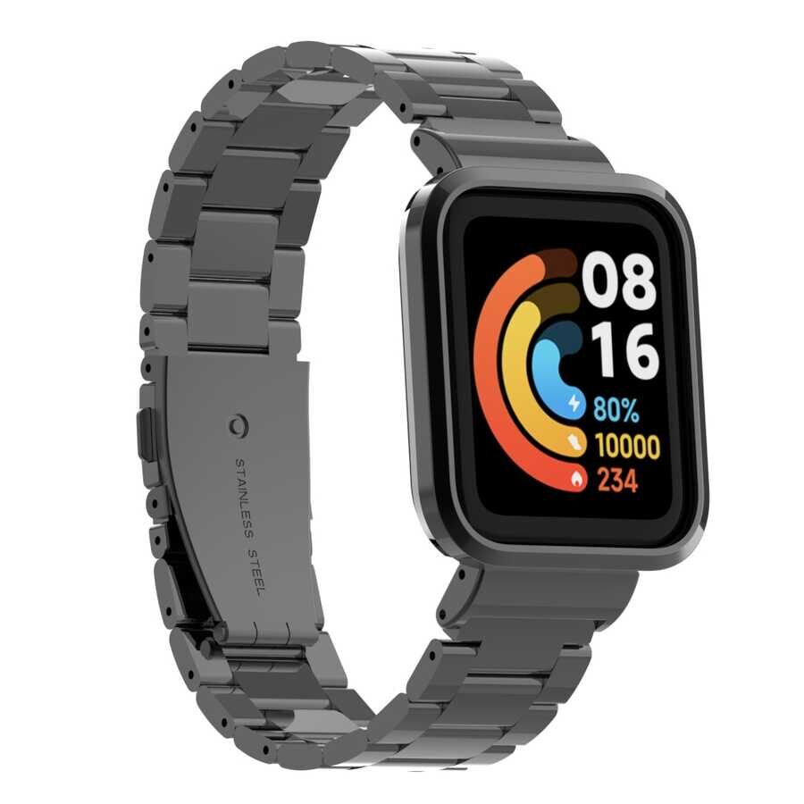Xiaomi Redmi Watch (Mi Watch Lite) Metal Kordon Gösterişli Tasarım (KRD-60) Siyah