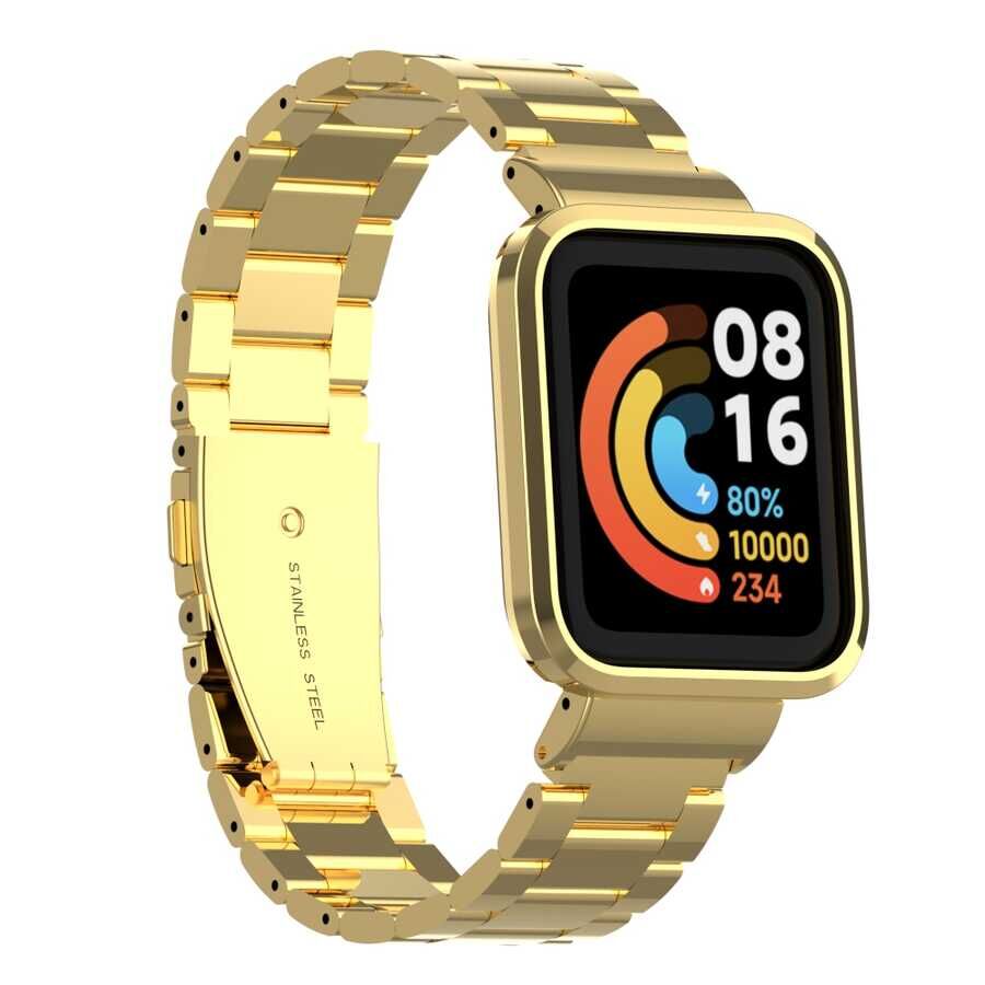 Xiaomi Redmi Watch (Mi Watch Lite) Metal Kordon Gösterişli Tasarım (KRD-60) Gold