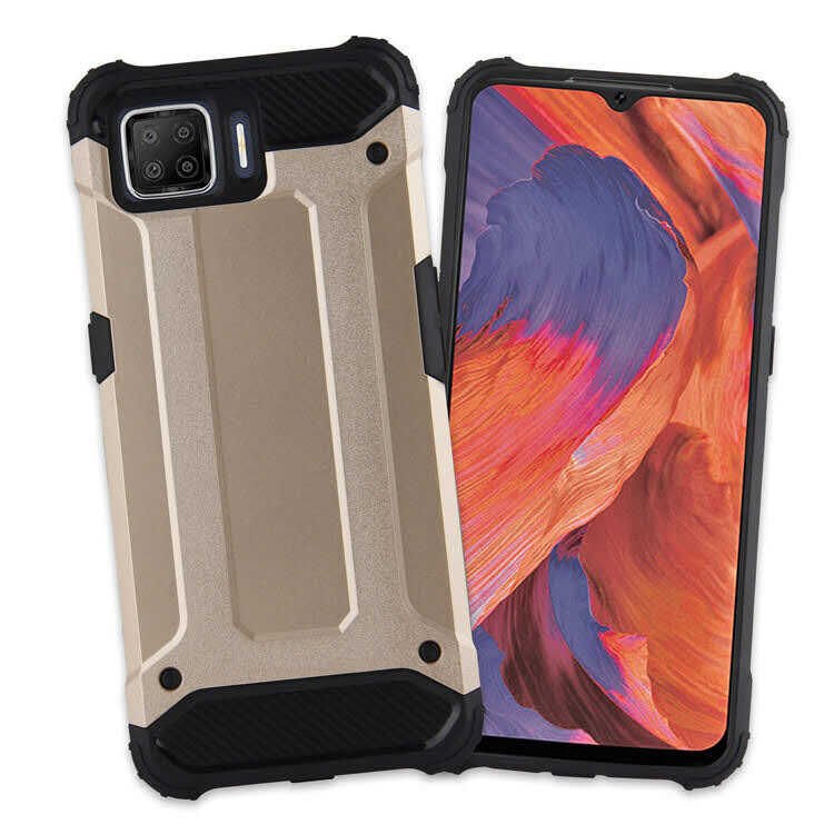 Oppo A73 Kılıf Armor Köşe Korumalı Çift Katman Tank Zırh Kapak (CRASH) Gri