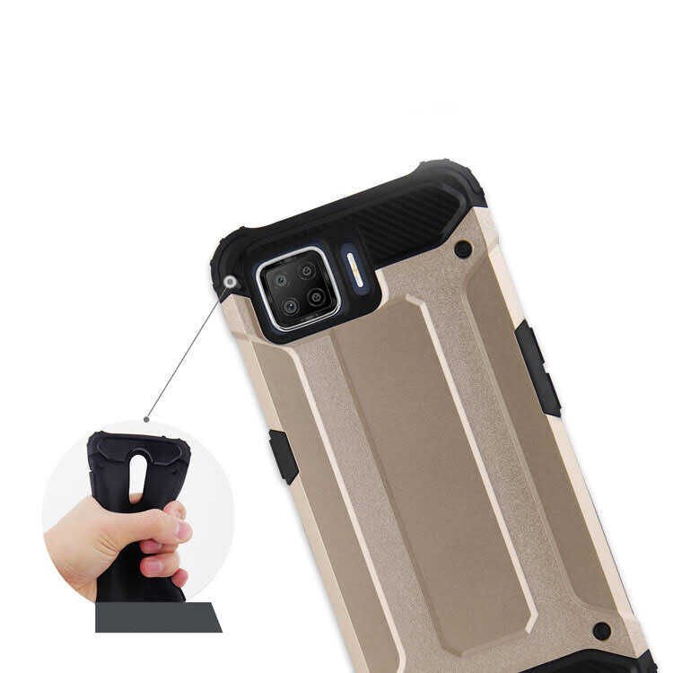 Oppo A73 Kılıf Armor Köşe Korumalı Çift Katman Tank Zırh Kapak (CRASH) Gold