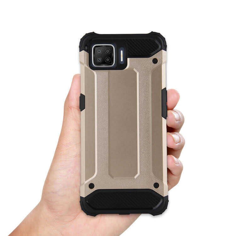 Oppo A73 Kılıf Armor Köşe Korumalı Çift Katman Tank Zırh Kapak (CRASH) Gold