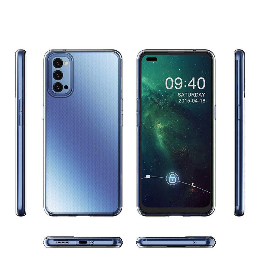 Oppo Reno 4 Şeffaf Kılıf Yumuşak İnce Tasarımlı Kapak (SÜPER) Renksiz