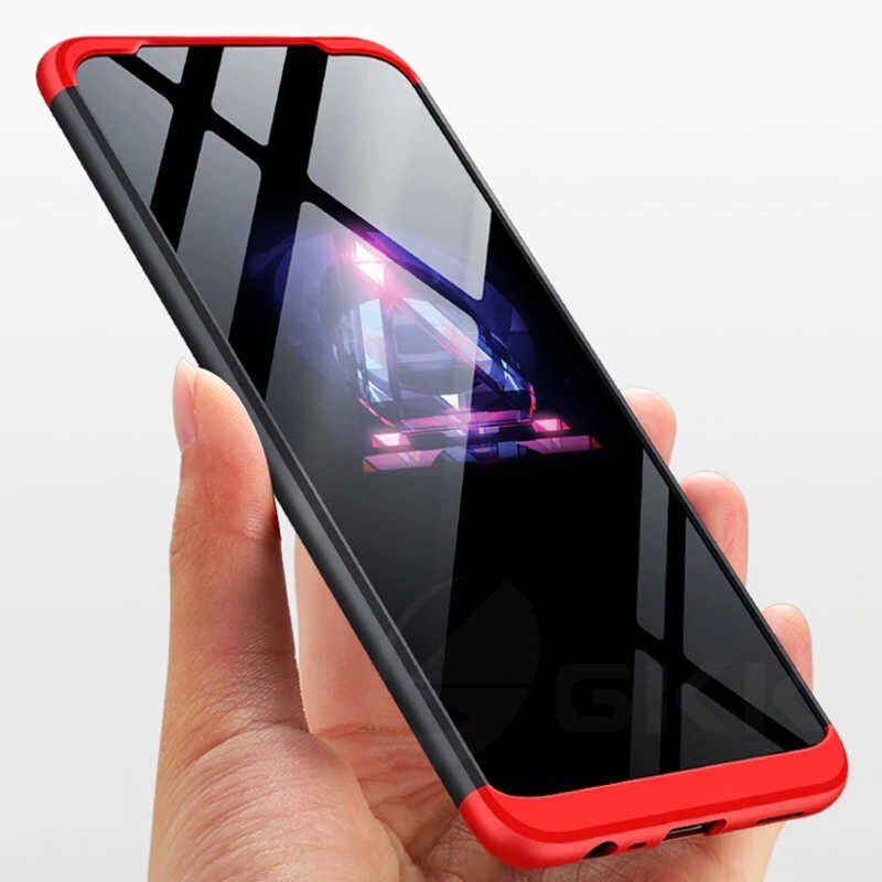 Oppo A9 2020 Kılıf 360 Tam Koruma Ön Ve Arka Sert Mika Kapak Orjinal Ays Gkk Kapak Siyah-Mavi