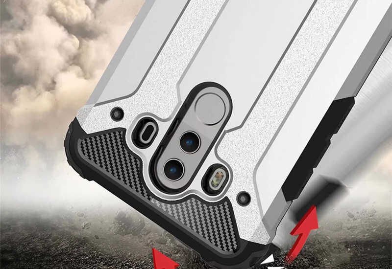 Huawei Mate 10 Pro Kılıf Armor Köşe Korumalı Çift Katman Tank Zırh Kapak (CRASH) Mavi