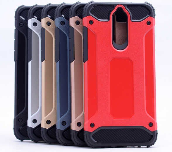 Huawei Mate 10 Lite Kılıf Armor Köşe Korumalı Çift Katman Tank Zırh Kapak (CRASH) Kırmızı