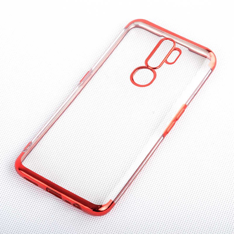 Oppo A5 2020 Kılıf Dört Köşe Renkli Lazer Şeffaf Silikon Kapak (GLİTTER) Siyah