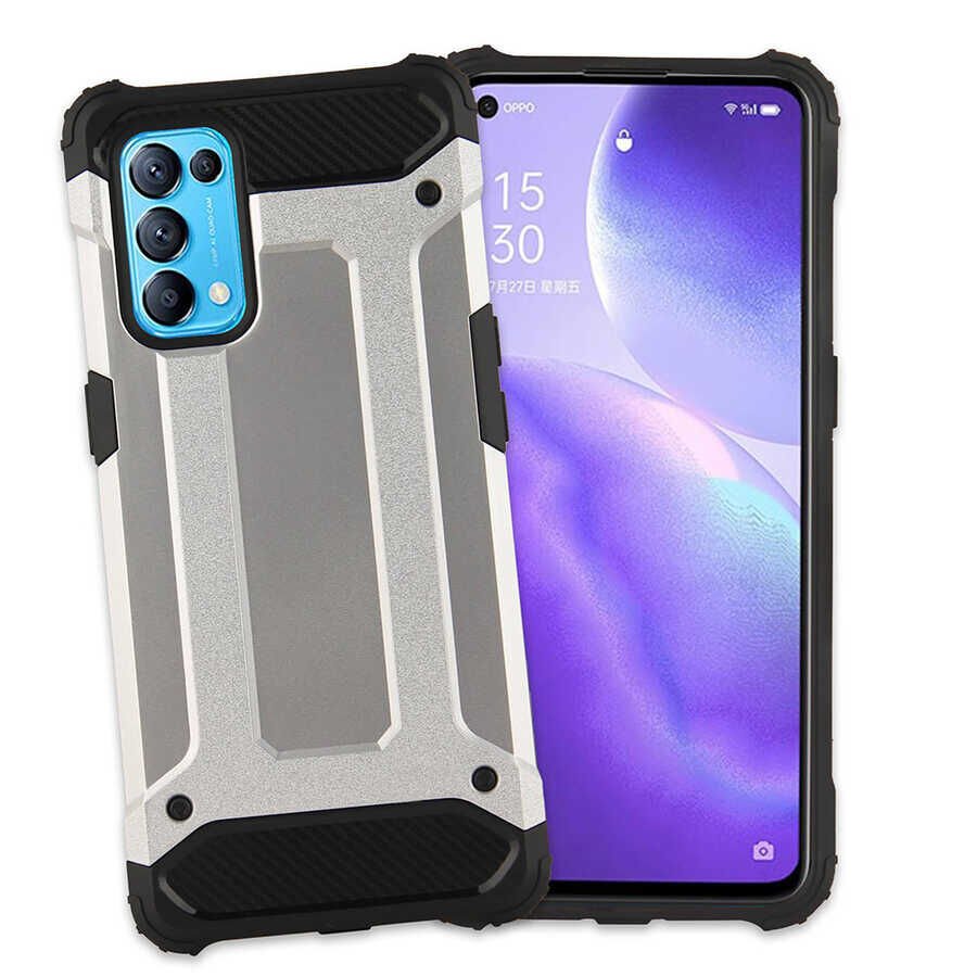Oppo Reno 5 5G Kılıf Armor Köşe Korumalı Çift Katman Tank Zırh Kapak (CRASH) Siyah