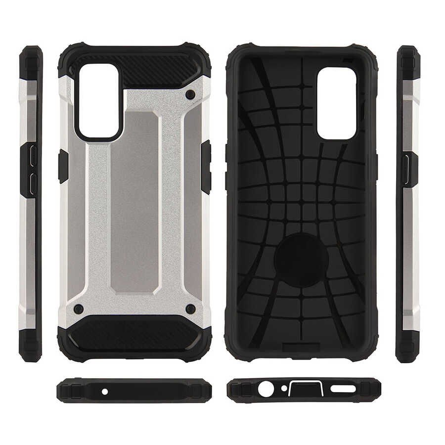 Oppo Reno 5 5G Kılıf Armor Köşe Korumalı Çift Katman Tank Zırh Kapak (CRASH) Mavi