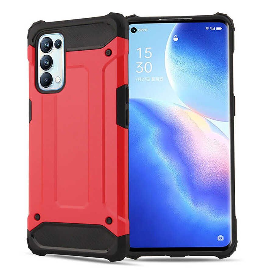Oppo Reno 5 Pro 5G Kılıf Armor Köşe Korumalı Çift Katman Tank Zırh Kapak (CRASH) Gri
