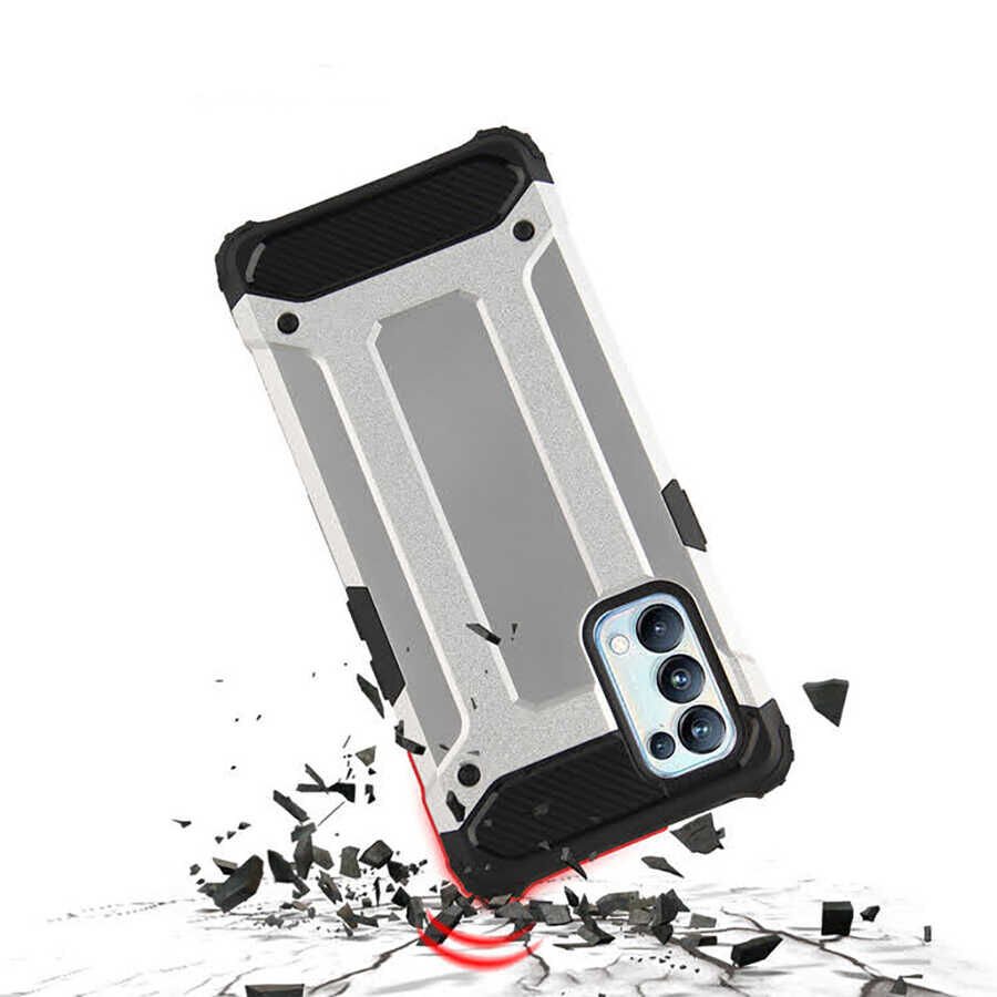 Oppo Reno 5 Pro 5G Kılıf Armor Köşe Korumalı Çift Katman Tank Zırh Kapak (CRASH) Mavi