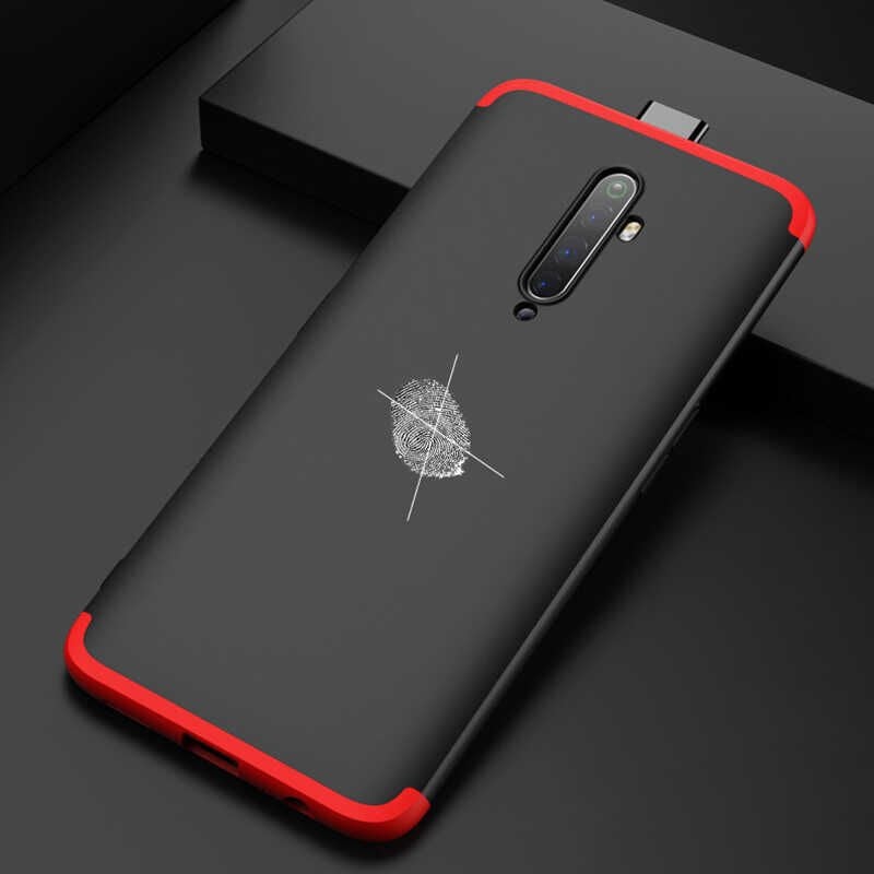 Oppo Reno 2Z Kılıf 360 Tam Koruma Ön Ve Arka Sert Mika Kapak Orjinal Ays Gkk Kapak Siyah-Mavi