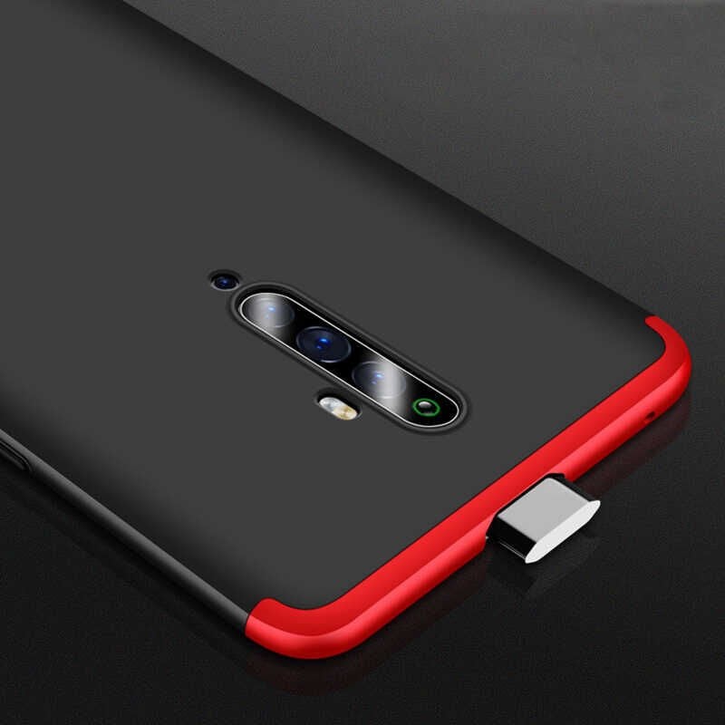 Oppo Reno 2Z Kılıf 360 Tam Koruma Ön Ve Arka Sert Mika Kapak Orjinal Ays Gkk Kapak Siyah-Mavi