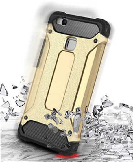 Huawei P9 Lite Mini Kılıf Armor Köşe Korumalı Çift Katman Tank Zırh Kapak (CRASH) Mavi