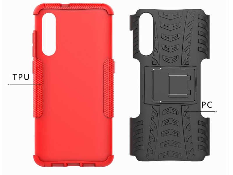 Xiaomi Mi 9 Kılıf Standlı Korunaklı Silikon Kapak (hibrit) Turuncu