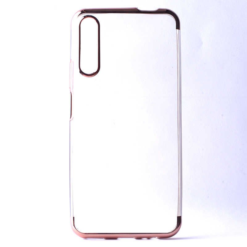 Huawei P Smart Pro 2019 Kılıf Dört Köşe Renkli Lazer Şeffaf Silikon Kapak (GLİTTER) Rose Gold