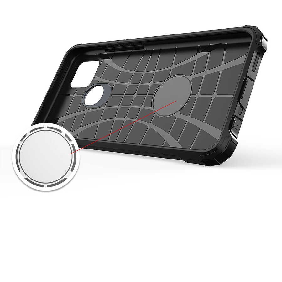 Oppo A15 Kılıf Armor Köşe Korumalı Çift Katman Tank Zırh Kapak (CRASH) Siyah