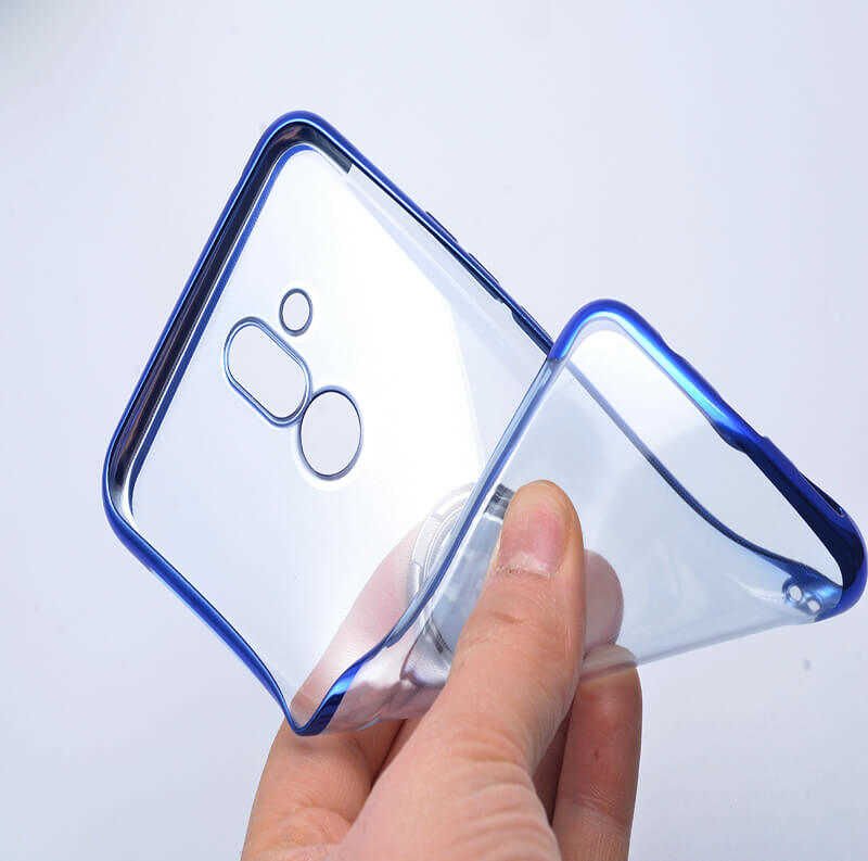 Huawei Mate 20 Lite Kılıf Yüzüklü Standlı Silikon Köşeleri Renkli Kapak (GES) Siyah