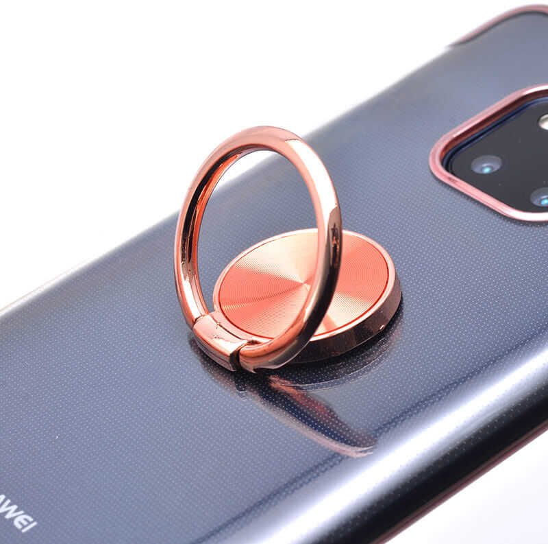 Huawei Mate 20 Pro Kılıf Yüzüklü Standlı Silikon Köşeleri Renkli Kapak (GES) Mavi