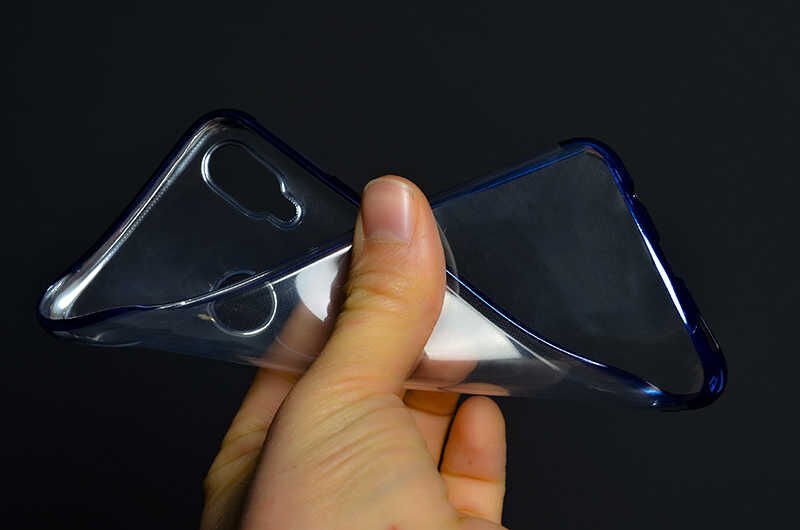 Huawei P Smart Plus Kılıf Dört Köşe Renkli Lazer Şeffaf Silikon Kapak (GLİTTER) Mavi