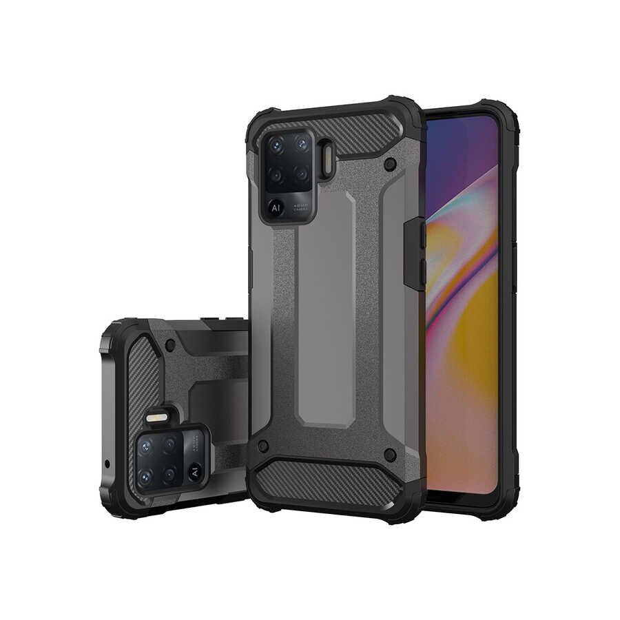 Oppo Reno 5 Lite Kılıf Armor Köşe Korumalı Çift Katman Tank Zırh Kapak (CRASH) Mavi