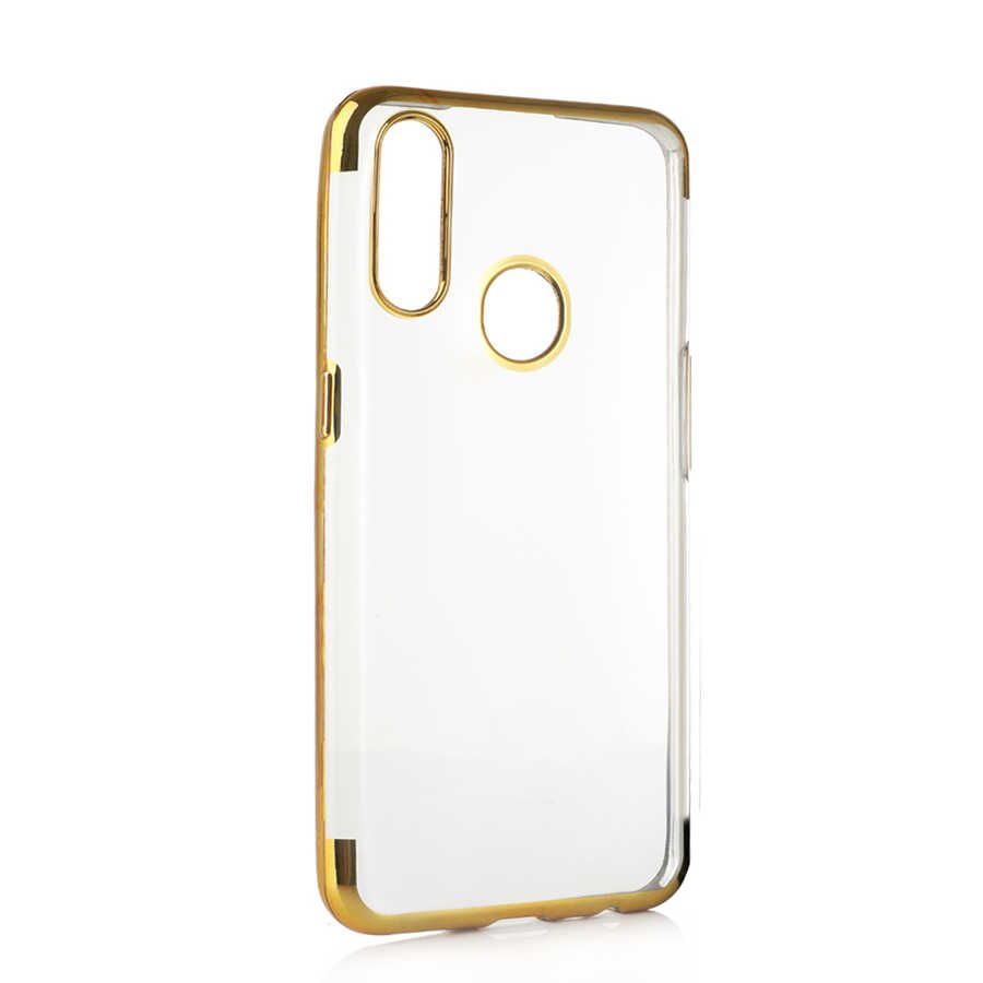 Oppo A31 Kılıf Dört Köşe Renkli Lazer Şeffaf Silikon Kapak (GLİTTER) Gold