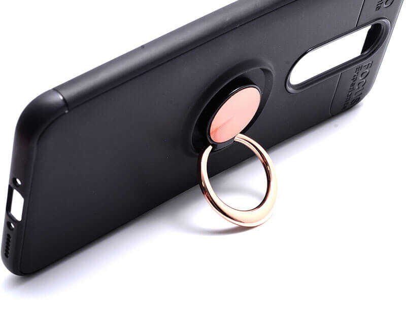 Oppo RX17 Pro Kılıf Kamera Çıkıntılı Renkli Yüzüklü Standlı Mıknatıslı Kapak (RAVEL) Mavi