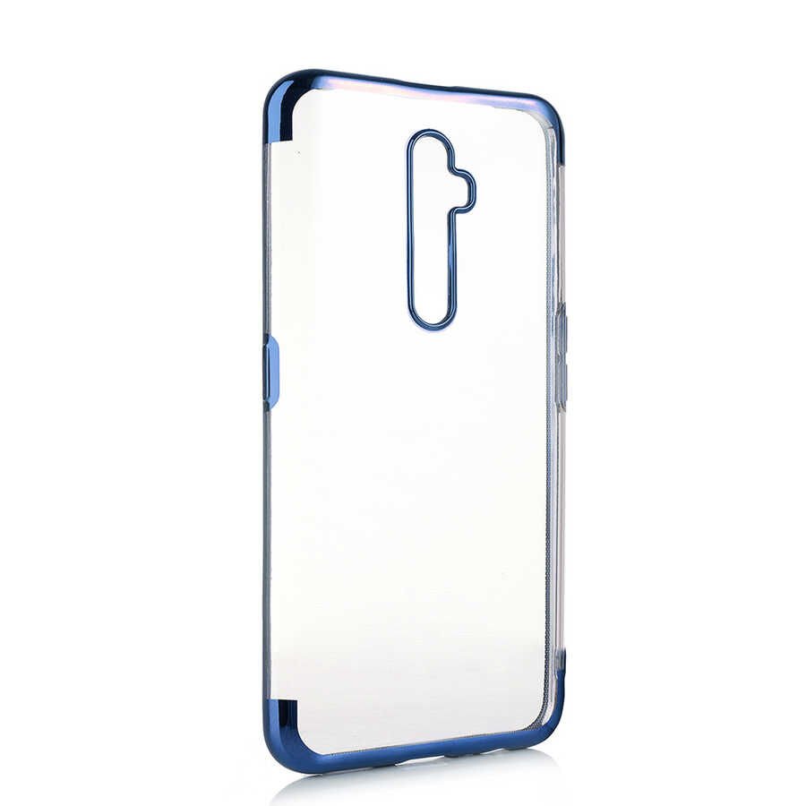Oppo Reno 2Z Kılıf Dört Köşe Renkli Lazer Şeffaf Silikon Kapak (GLİTTER) Gri