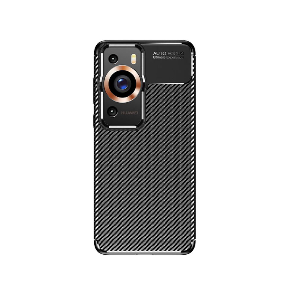 Huawei P60 Pro Kılıf Kamera Çıkıntılı Karbon Fiber Dokulu Renk Atmaz Kapak (NEGRO) Siyah