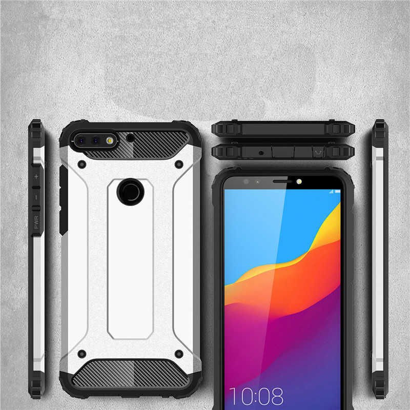 Huawei Y7 2018 Kılıf Armor Köşe Korumalı Çift Katman Tank Zırh Kapak (CRASH) Siyah