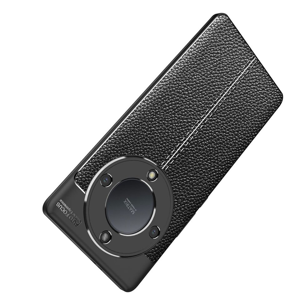 Huawei Honor X 9A Kılıf Deri Görünümlü Renk Atmayan Dayanaklı Silikon Kapak (NİSS) Lacivert