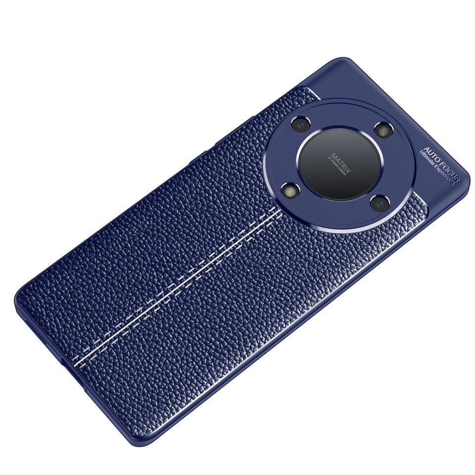 Huawei Honor X 9A Kılıf Deri Görünümlü Renk Atmayan Dayanaklı Silikon Kapak (NİSS) Lacivert