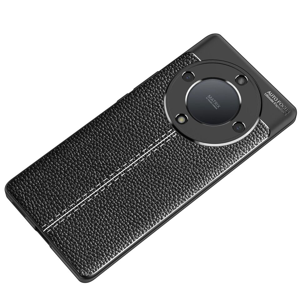 Huawei Honor X 9A Kılıf Deri Görünümlü Renk Atmayan Dayanaklı Silikon Kapak (NİSS) Lacivert