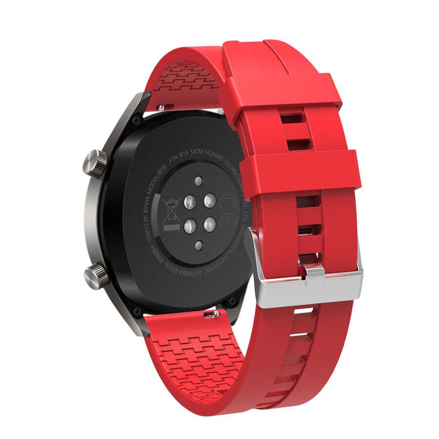 Huawei GT2 46mm (22mm) Silikon Kordon Esnek Yapılı Tasarım (KRD-23) Kırmızı