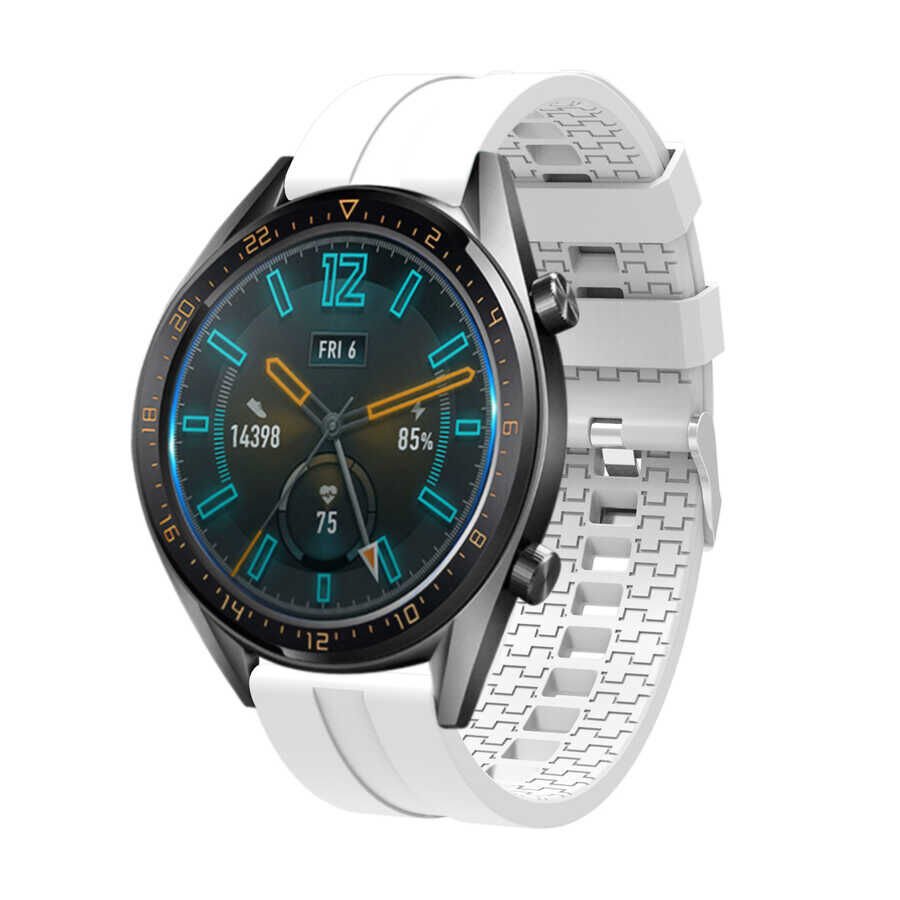 Huawei GT2 46mm (22mm) Silikon Kordon Esnek Yapılı Tasarım (KRD-23) Beyaz