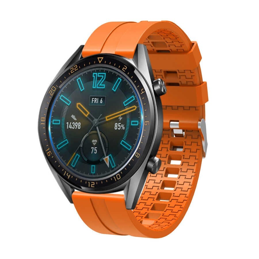 Huawei GT2 46mm (22mm) Silikon Kordon Esnek Yapılı Tasarım (KRD-23) Turuncu