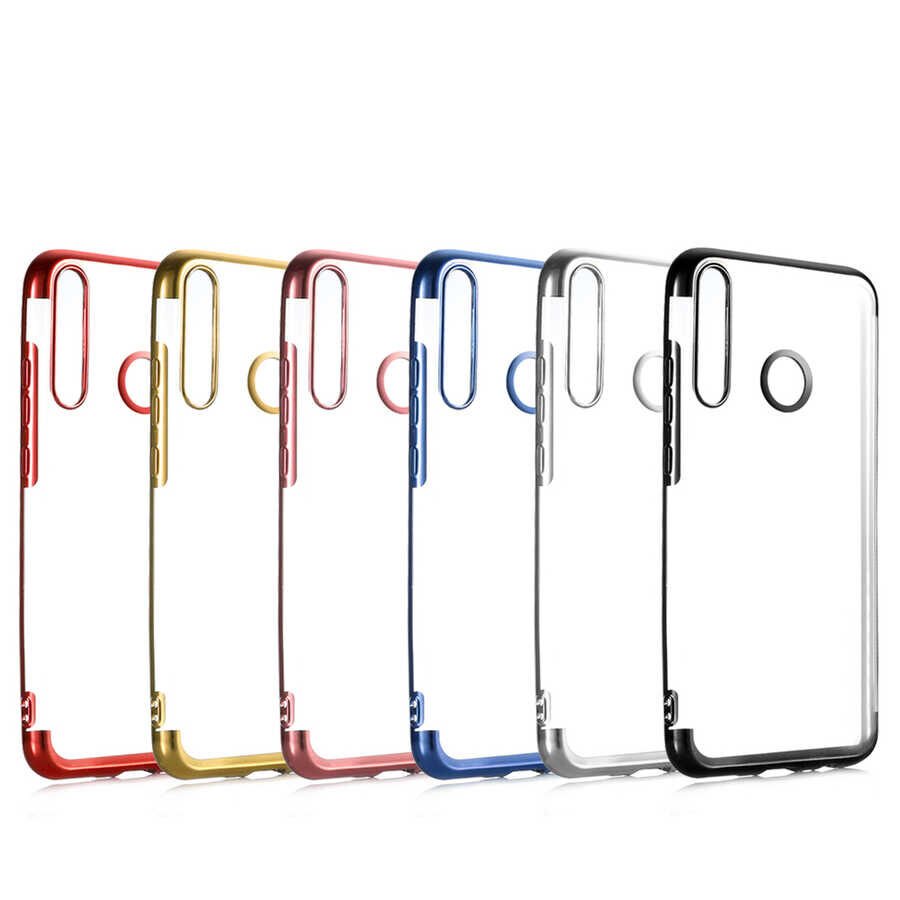 Huawei P40 Lite E Kılıf Dört Köşe Renkli Lazer Şeffaf Silikon Kapak (GLİTTER) Gri