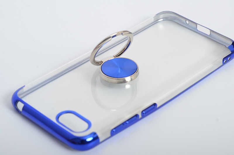 Huawei Y5 2018 Kılıf Yüzüklü Standlı Silikon Köşeleri Renkli Kapak (GES) Siyah