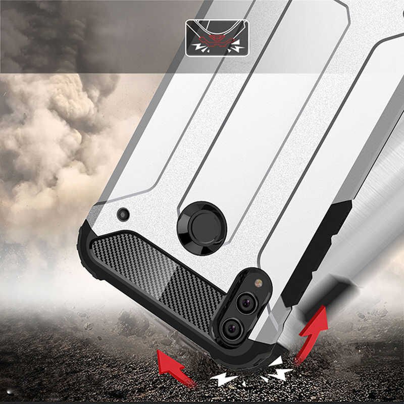 Huawei Honor 8X Kılıf Armor Köşe Korumalı Çift Katman Tank Zırh Kapak (CRASH) Siyah